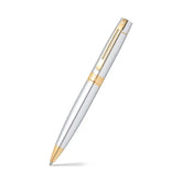 Sheaffer Gift Set 300 Ballpoint Pen with Credit Card Holder Bright Chrome with Gold Trims